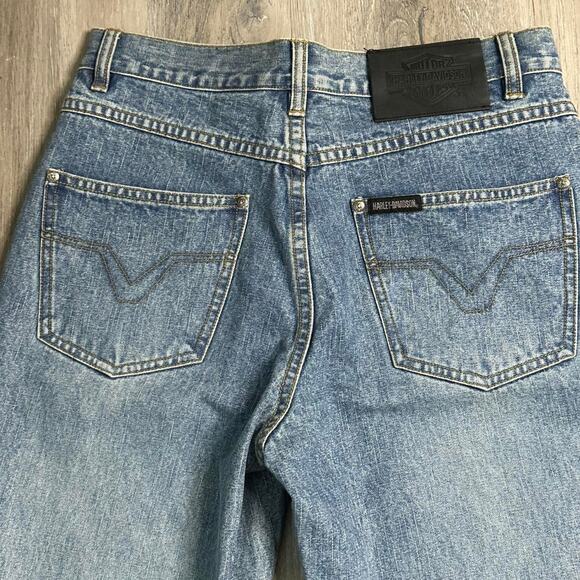 Vintage Harley-Davidson Blue Snap Flare Jeans – Size 4 (26/27) - Picture 8 of 8